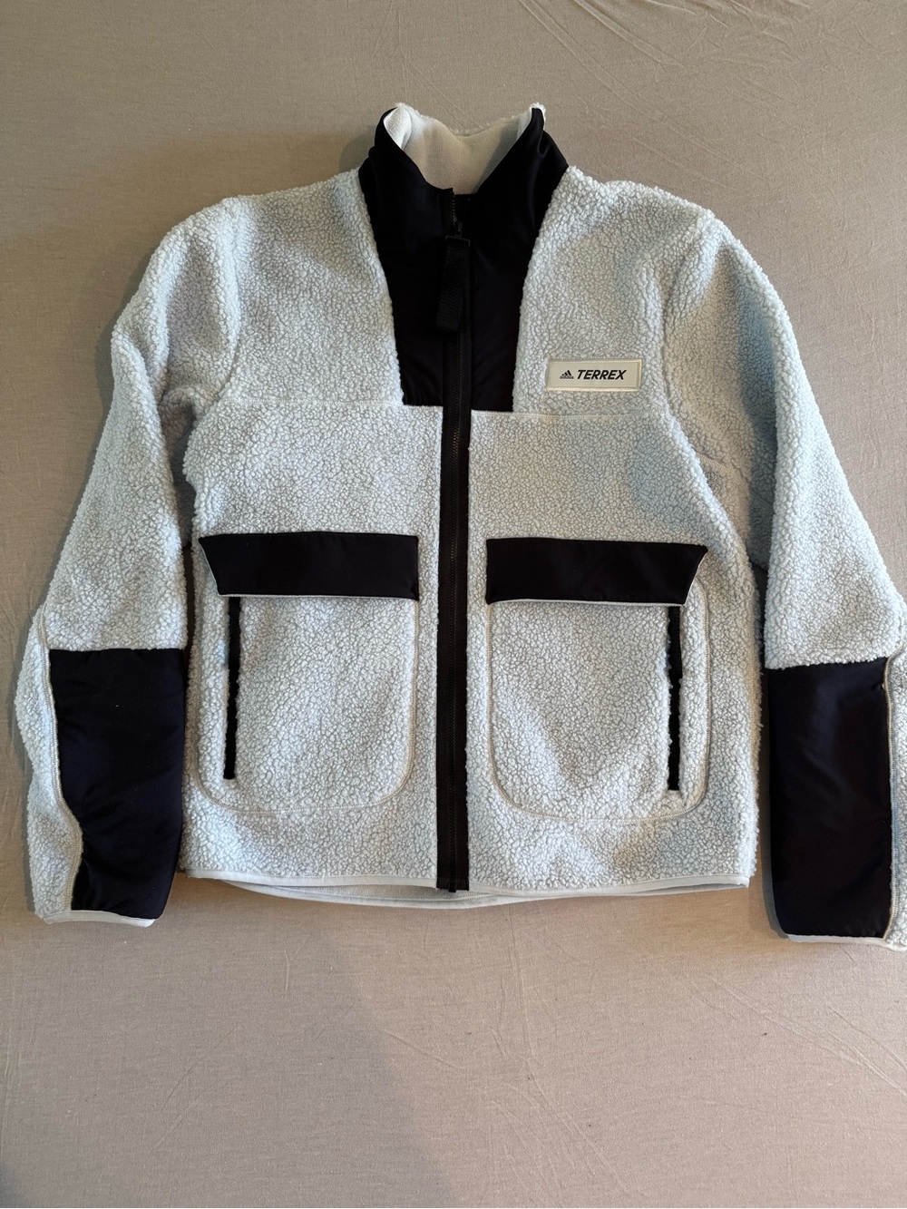 adidas Men’s Terrex Sherpa Full Zip Grey and Black Fleece